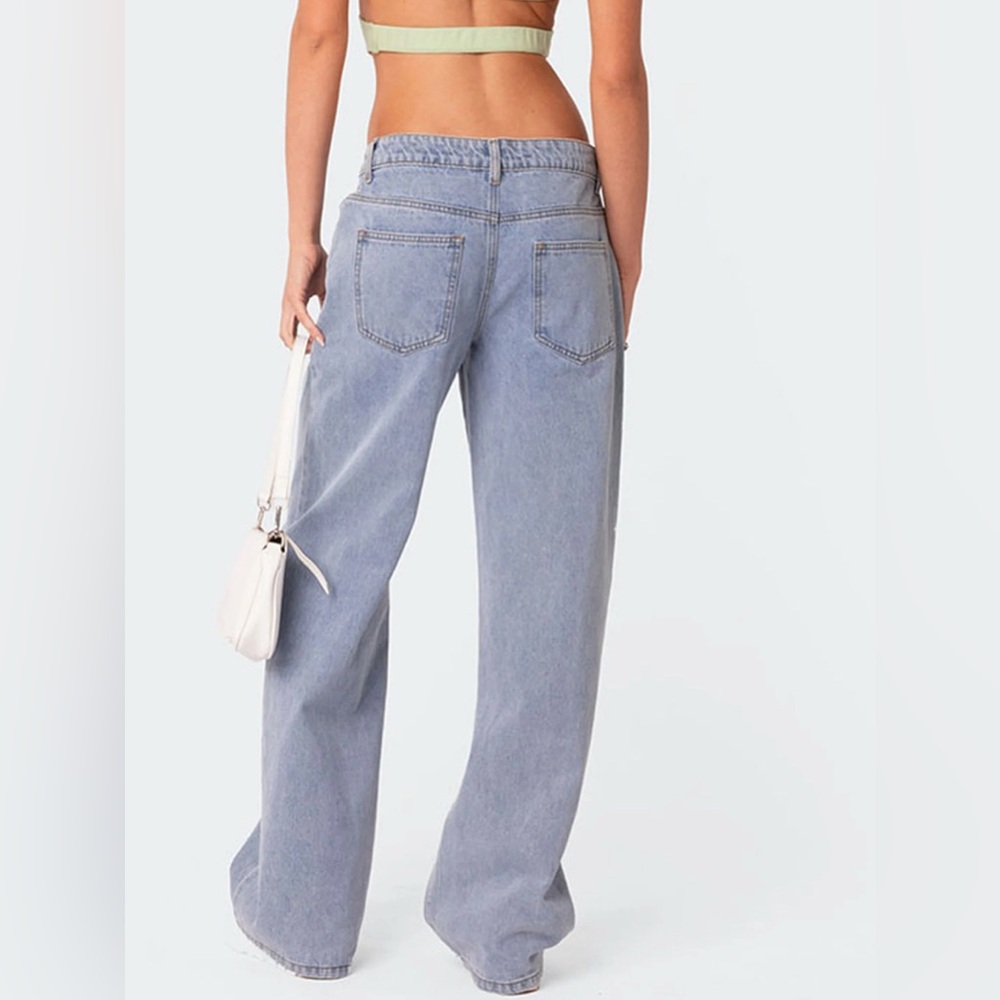 Edikted Raelynn Washed Low Rise Denim Jeans Small - Picture 3 of 5